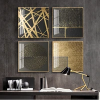 and prints home decor wall art pictures for living room abstract gold black white modern square texture canvas painting posters