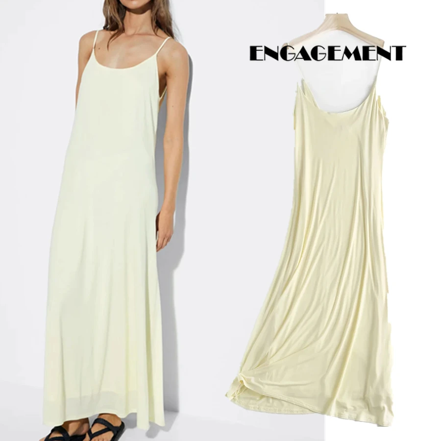 

ENGAGEMENT 2021 Basic Summer Dress Sexy Spaghetti Strapless Lyocell Beach Holiday Long dress Women Vestidos