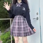 Комплект из трех предметов в японском стиле ольччан, женская школьная форма в стиле Харадзюку, юбка А-силуэта, женские костюмы с высокой талией и клетчатая мини-юбка в стиле ins