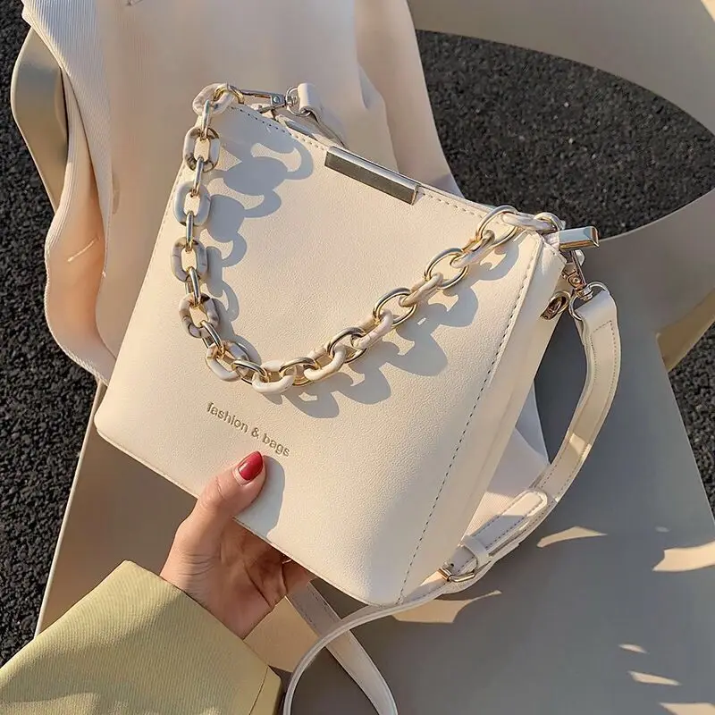 

Shoulder Bag Women Bag Crossbody Bags for Women Designer Handbag Purse Fashion 2021 New PU Leather All-match Simple Chain Bucket