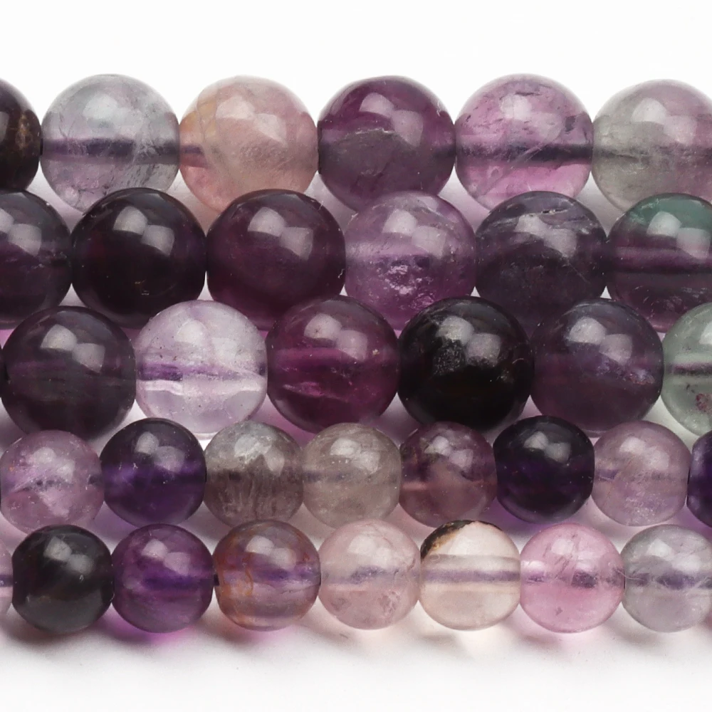 

Natural Gemstone Round Beads Loose Smooth Beads Used to Make DIY Bracelet Jewelry Natural Purple Fluorite Beads