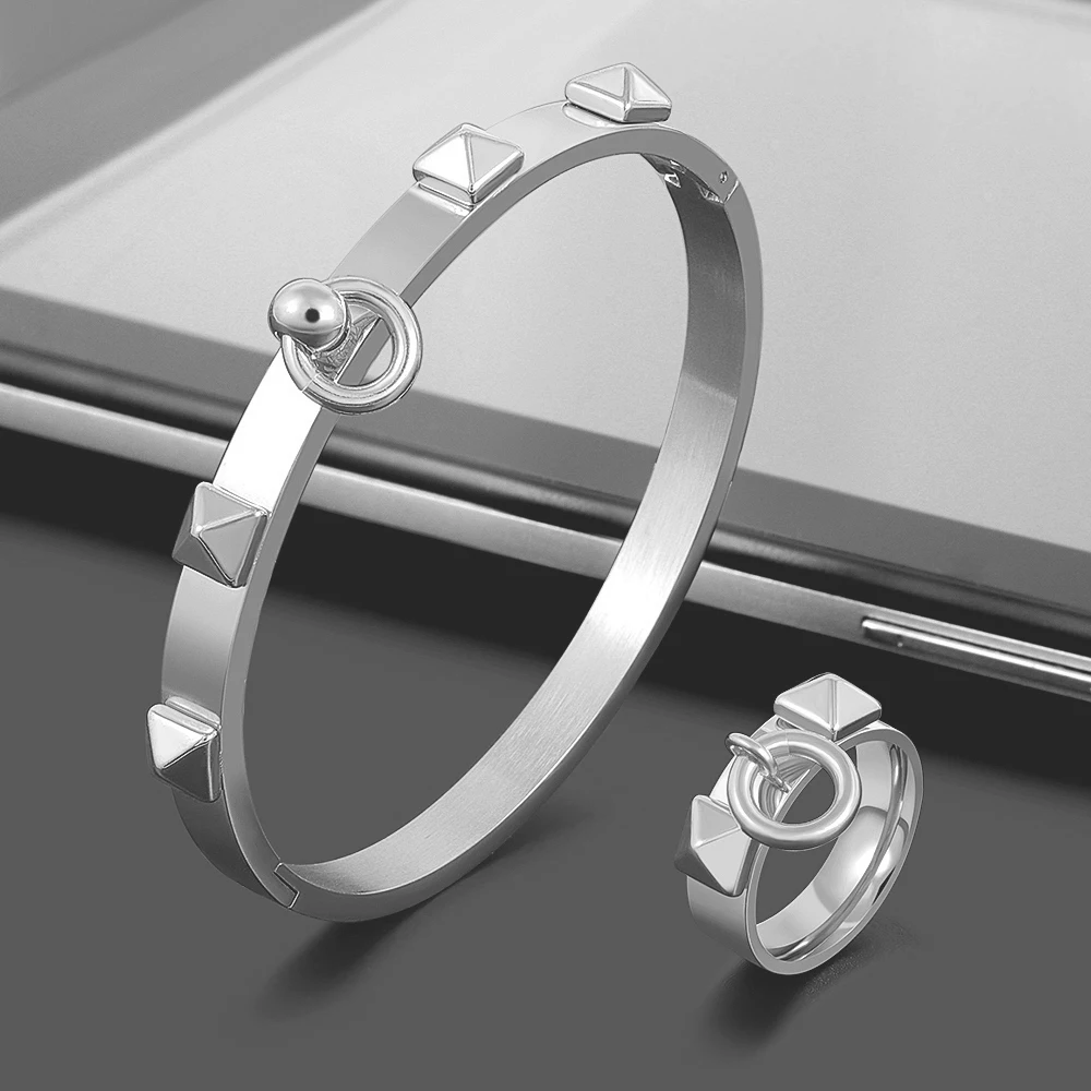 Комплект ювелирных изделий из нержавеющей стали в стиле панк изящный браслет с