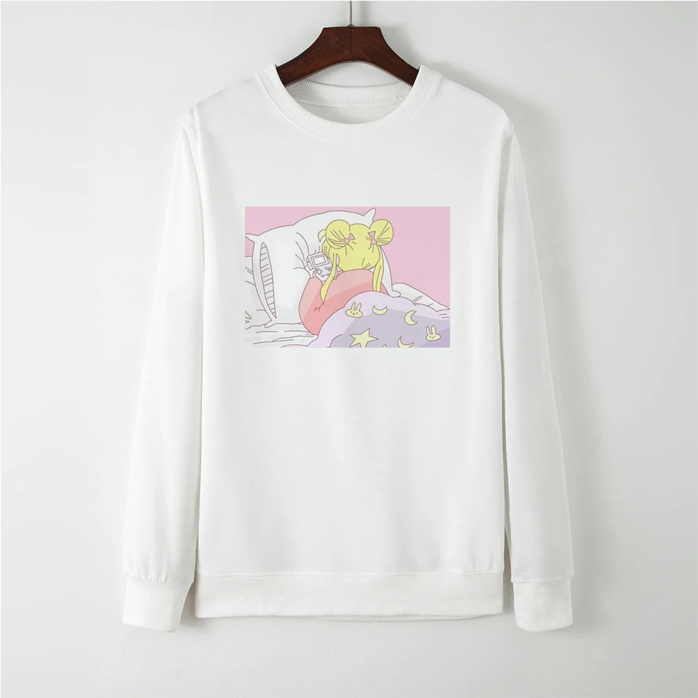 

Funny Fashion Sailor Moon Pattern Loose Casual Hoodies Women Tracksuit Femme Pullovers Jumper Sweatshirt Sportswear