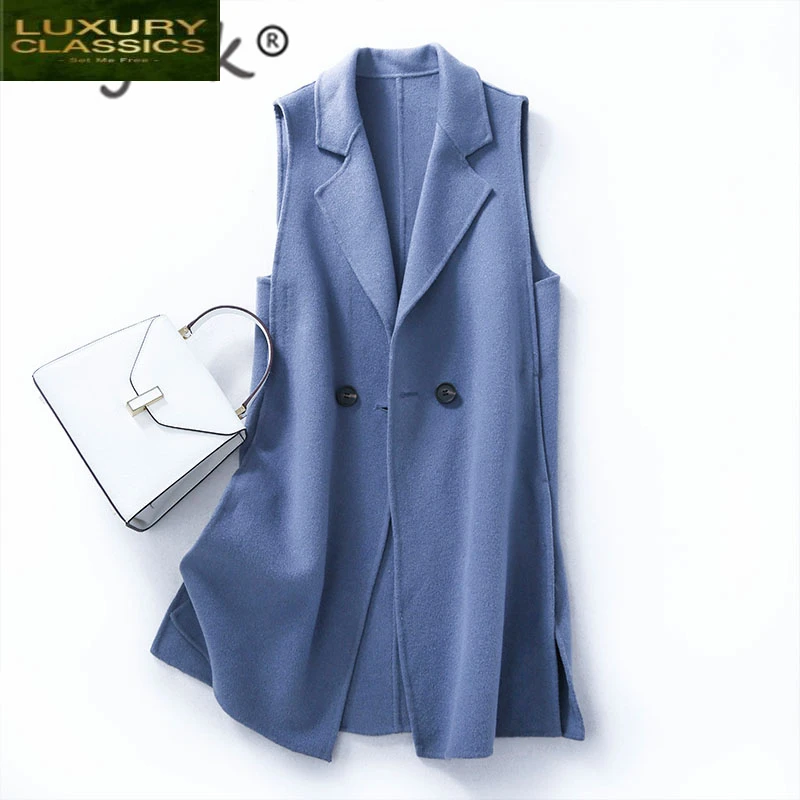 Женский осенне-зимний жилет 2021 шерстяное пальто женский тонкий длинный