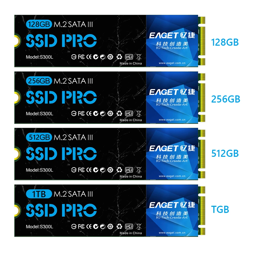 Eaget S300L M.2 SATA III SSD 128 ГБ 256 512 1 ТБ Внутренний твердотельный накопитель для настольных