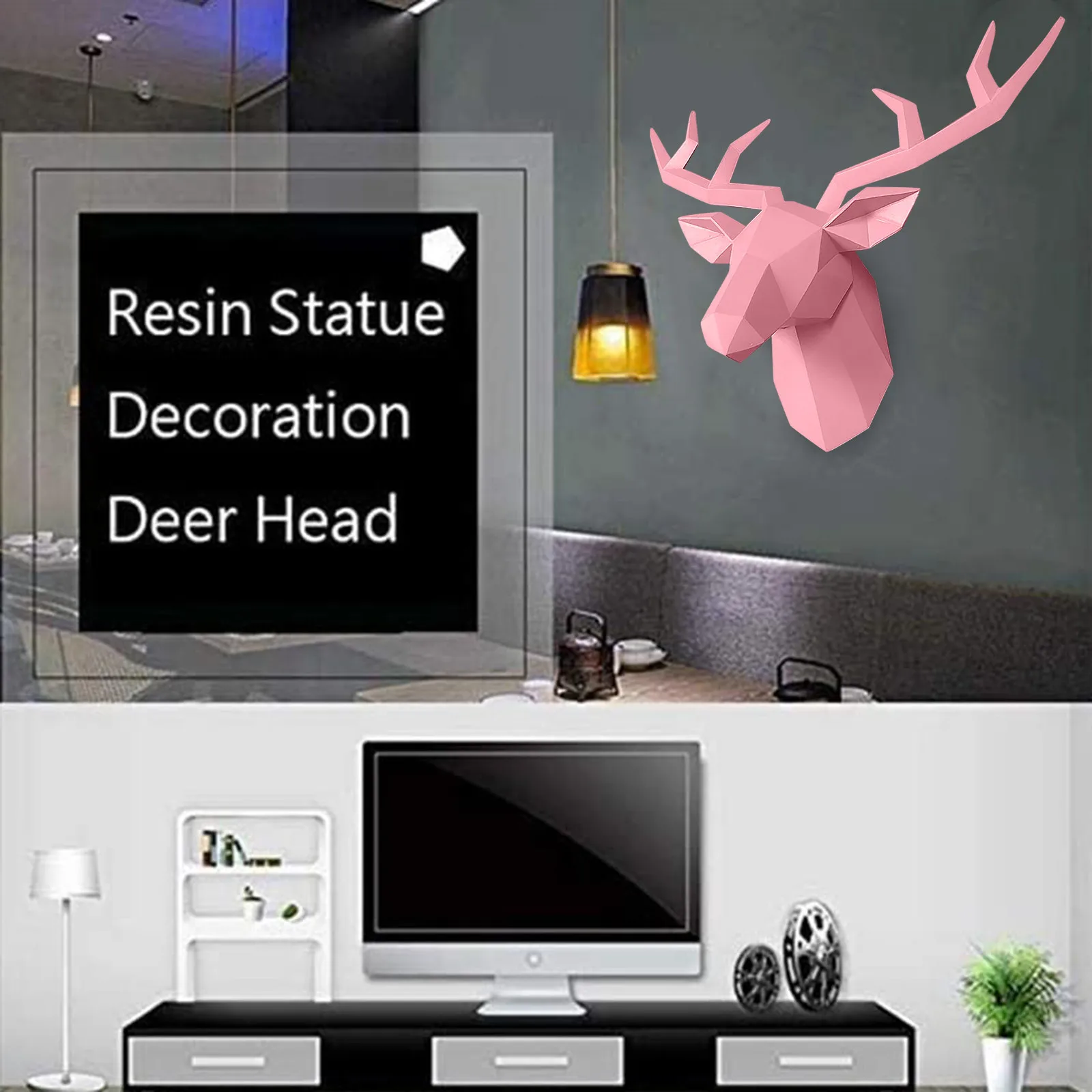 

New Animal Head Wall Hanging Resin Black Deer Head Main Decoration Wall Art Creative Household Decorative Toys for Adults