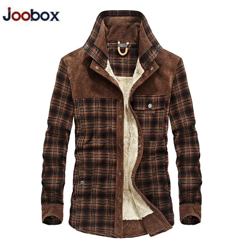 Теплая мужская куртка клетчатая флисовая Толстая армейская со стоячим