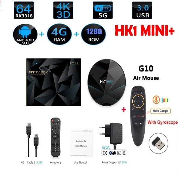 Android 9 0 TV BOX bluetooth 4k Wi Fi 2 4g & 5g HK1 мини палка для селфи +/плюс 2G/16G/4G 64G/32G с двумя камерами