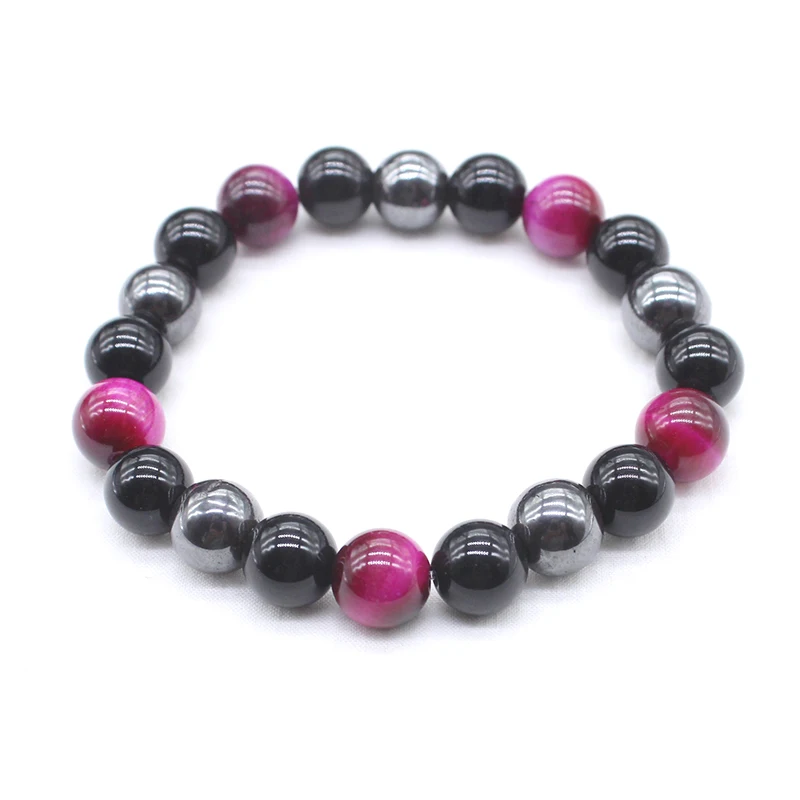 Натуральный черный обсидиан гематит тигровый глаз бусины браслеты для мужчин