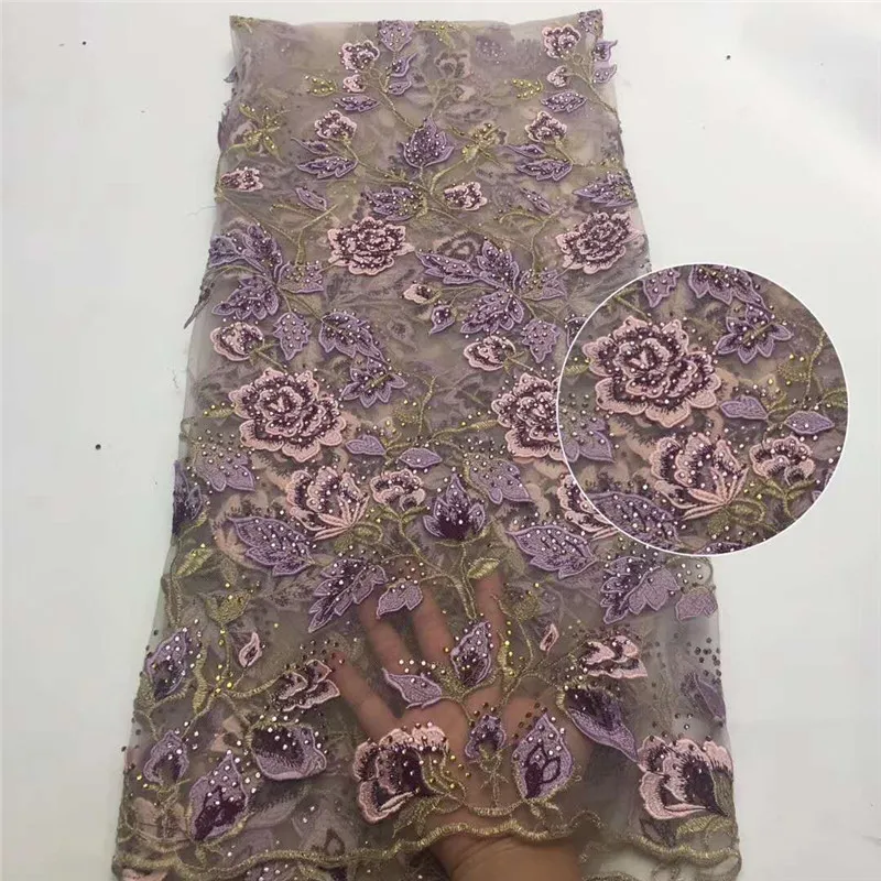 Африканская нигерийская кружевная ткань высокого качества вышитая Тюлевая два