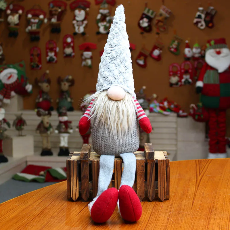 Knitted Sitting Tomte Christmas Gnome Doll Decorations Tabletop Santa Figurines Ornaments Holiday Present Produtos De Natal