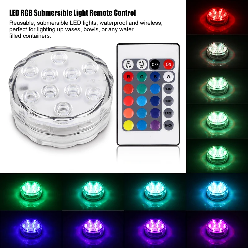 

Battery Operated RGB Multi Color Led Submersible Underwater Night Lamp Garden Tank Pond Swimming Pool Light for Wedding Party