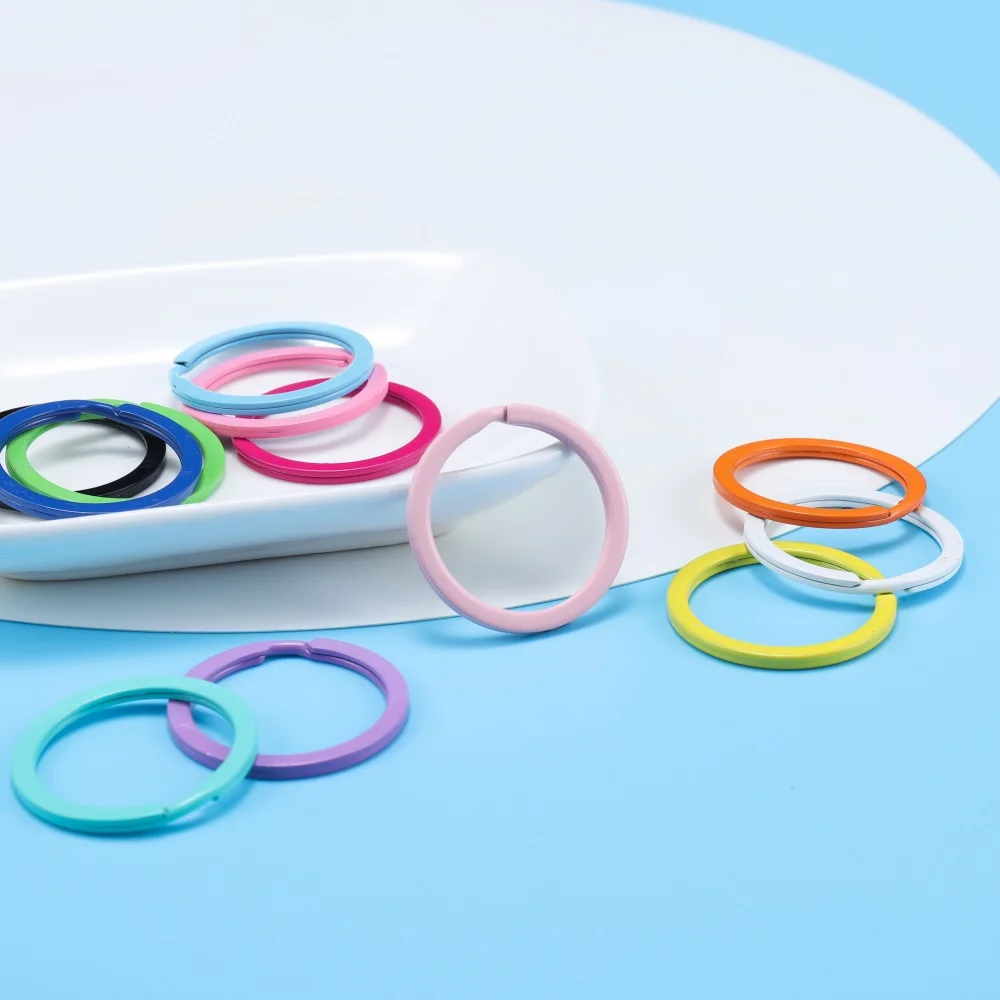 

10Pcs/Lot 30mm Colorful Metal Round Flat Key Rings Spray Paint Key Chains Metal Key Holder Split Rings For DIY Jewelry Making