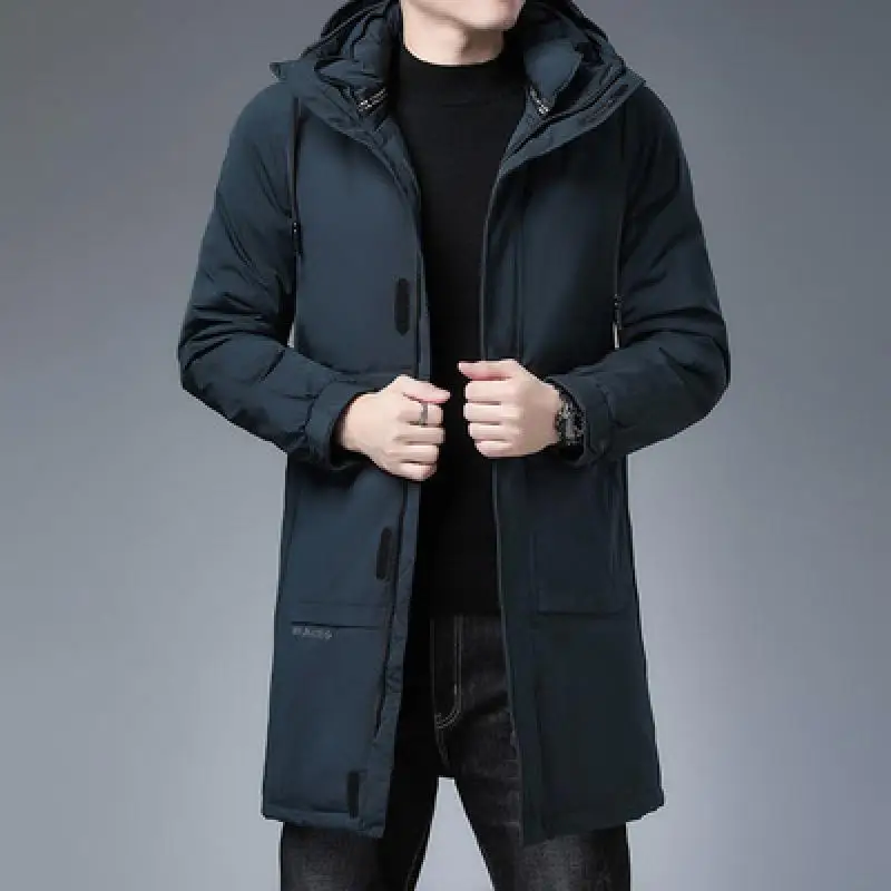 Winter Down Jacket Men Long Overcoat With Hood Thick Coat Men Warm Jacket Fashion Clothing 2021 Harajuku Jacket Japen Style