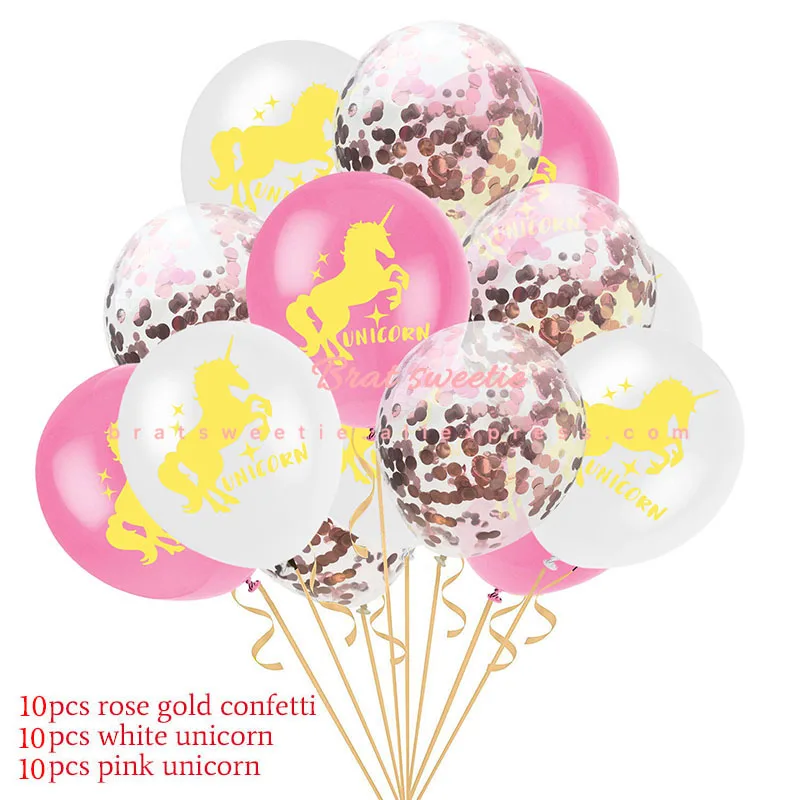 30pcs unicorn set Вечерние воздушные шары с единорогом на день рождения, повязка на голову с надписью, воздушные шары на день рождения, украшения для детской вечеринки, товары для девочек - Цвет: 30pcs unicorn set