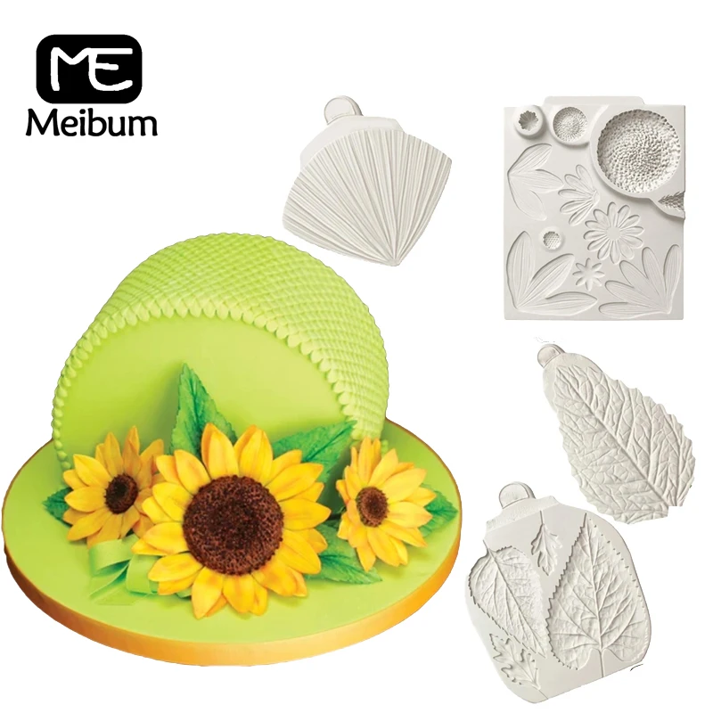 Подсолнух маргаритки помадка силиконовая форма листья Veiner цветок Сахарная паста