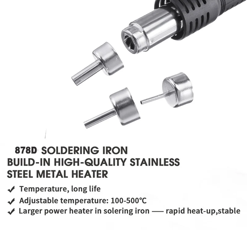 3 в 1 Высокая мощность 700 Вт цифровая паяльная станция горячего воздуха с питанием бесщеточный вентилятор сварочный инструмент 878D 220 В