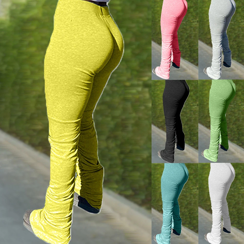 

Женские спортивные штаны с рюшами и завязками, однотонные обтягивающие штаны с высокой талией