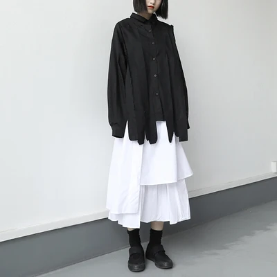 Женская рубашка темно-японского стиля с кисточками и длинным рукавом весна-осень