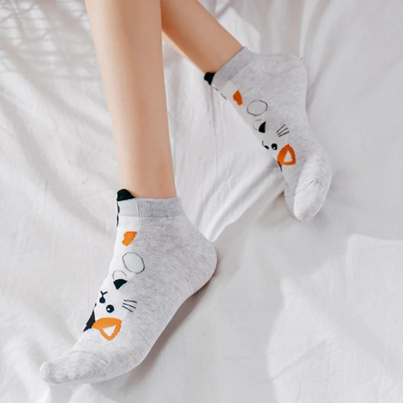 Носки женские Короткие хлопковые с 3d рисунком кошек и собак|Носки| |
