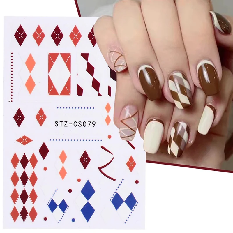 3D Charms Rhombus Nail Foils Stickers AbstractNail Art Decorations For Winter