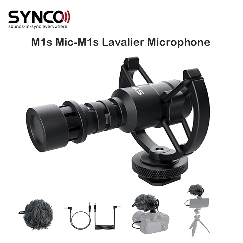 

Микрофон Synco M1s, конденсатор петличный Настольный для смартфонов iPhone, DSLR, камер, Canon, Nikon, Sony