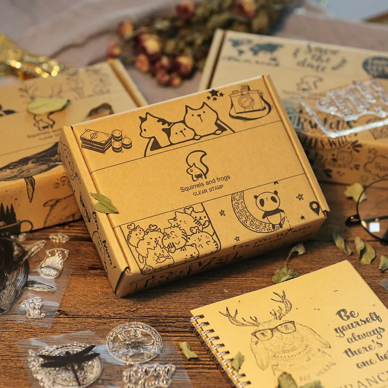 Прозрачная силиконовая печать милых мультяшных животных для скрапбукинга