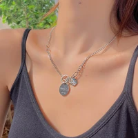 fashion jewelry smiling face pendant necklace popular design hot selling silvery plating chain necklace for girl lady gifts