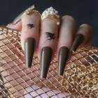 Экстра гроб fasle гель для ногтей глубокий оливково-зеленый роскошный акриловый салон для ногтей 24 шт поддельные ногти балет УФ глянцевое повторное использование