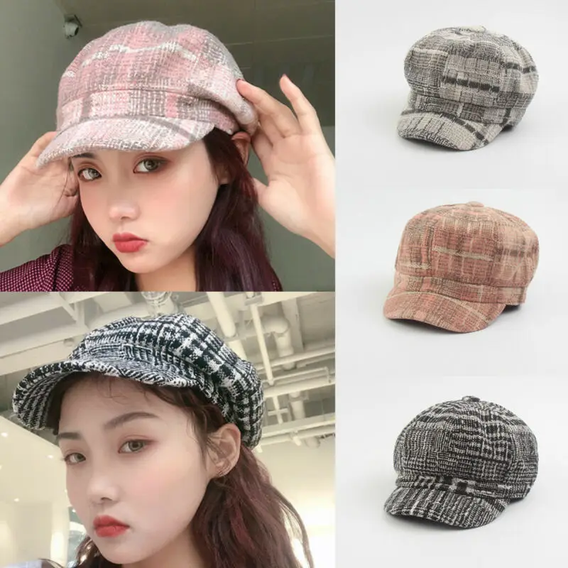 Женская зимняя вязаная шапка береты остроконечный козырек берет с полями