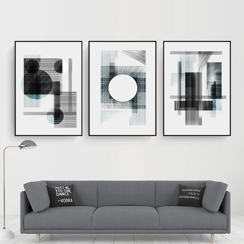 Nordic Минималистский абстрактные Геометрические линии холст Картины Винтаж