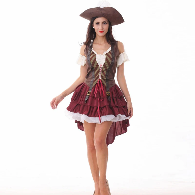 Косплей Женский костюм пирата на Хэллоуин карнавальвечерние Одежда для взрослых