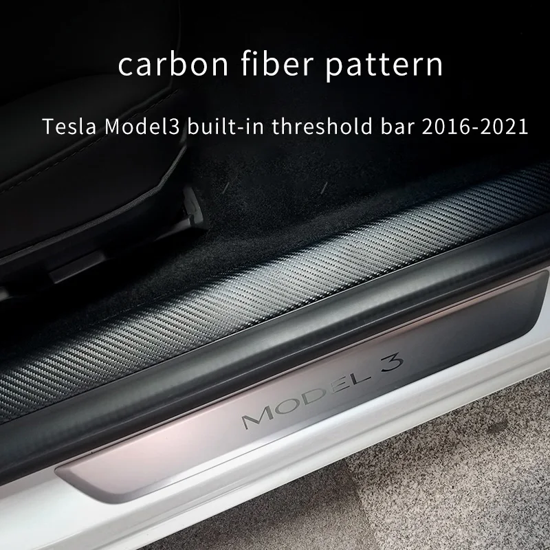 

Car Threshold For Tesla Model 3 2016-2020 Welcome Pedal Scratch Resistant Wear-resistant Interior Sticker Accessories Black