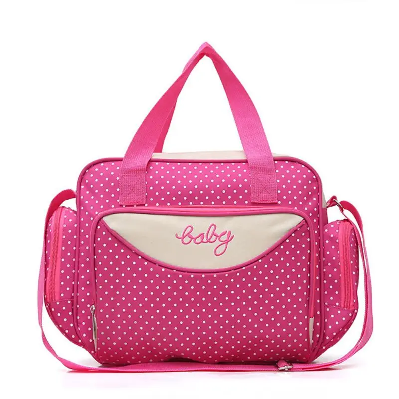 

5Pcs/Set Baby Nursing Diaper Bag Tote Large-Capacity Polka Dot Mummy Handbag 20CA