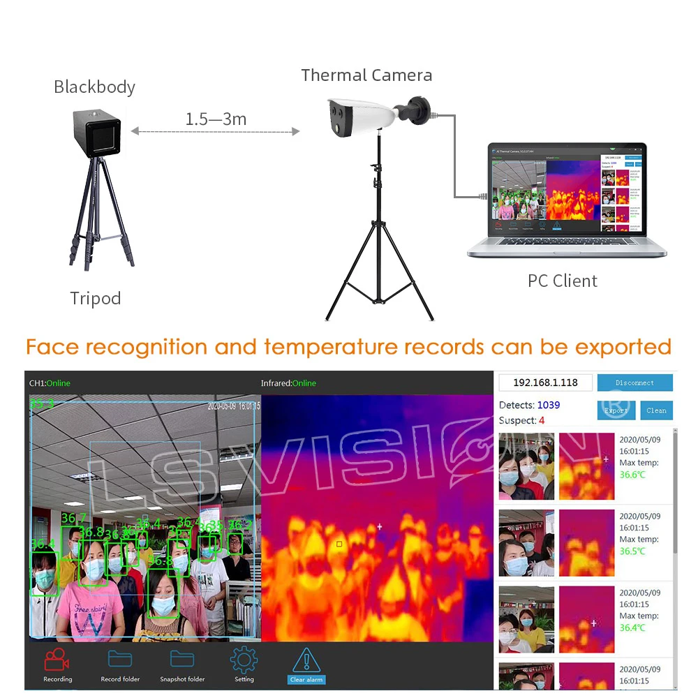 

Non-Contact Thermal Imaging Camera AI Binocular Network Bullet Optical Bi-spectrum Fever Detection CCTV IP Camera Scanner