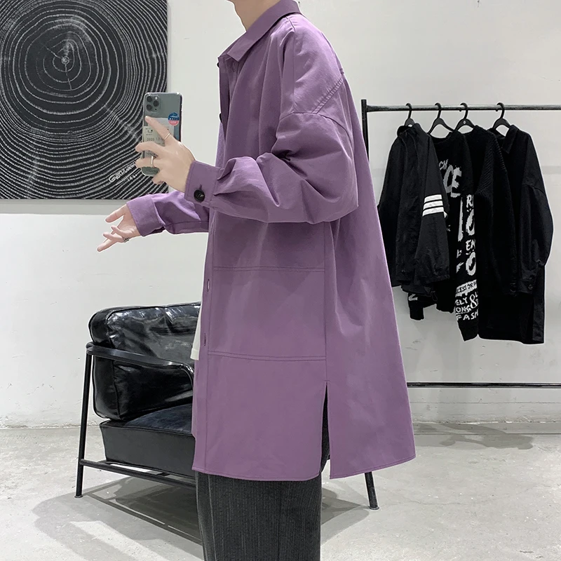 Тренчкот мужской многоцветный модная повседневная длинная куртка уличная