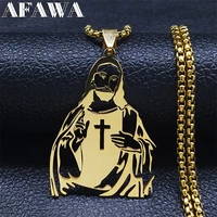 stainless steel catholic jesus cross necklaces womenmen gold color pendants necklaces jewelry collar acero inoxidable n7022s02