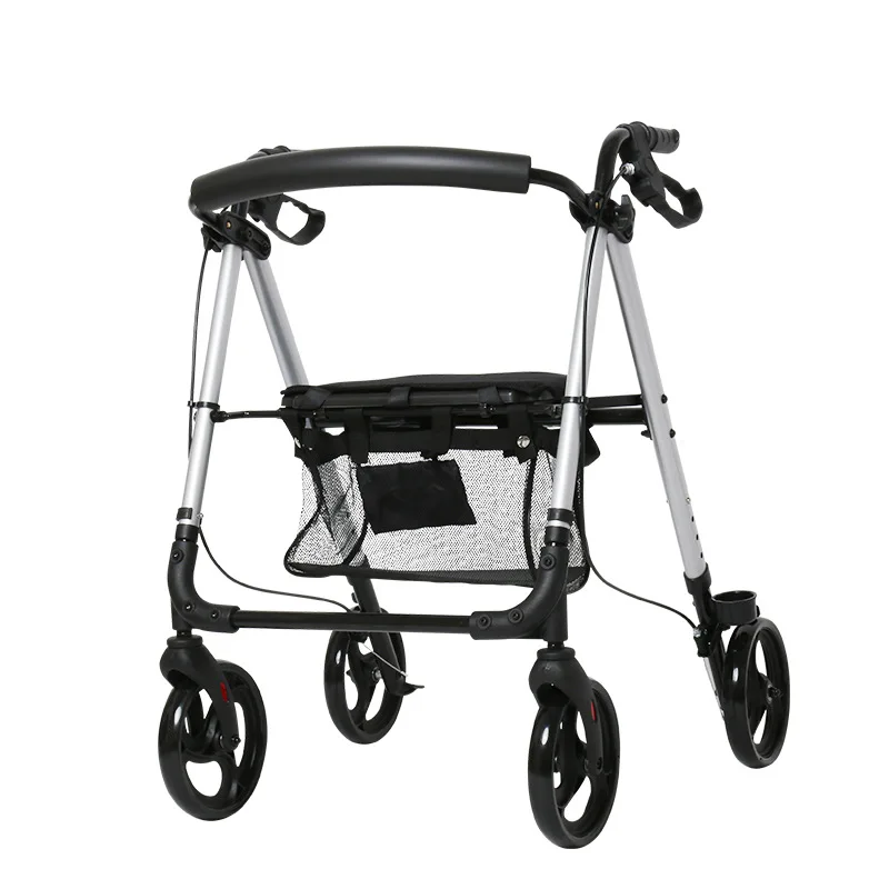 

Collapsible shopping cart with aluminum alloy pulley and seat for the elderly walker 9188.