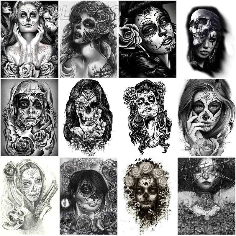 

Figure Diamond Painting 5D Diy Girl with Skull Makeup Art Square Round Mosaic Set Cross Stitch Embroidery Home Decoration