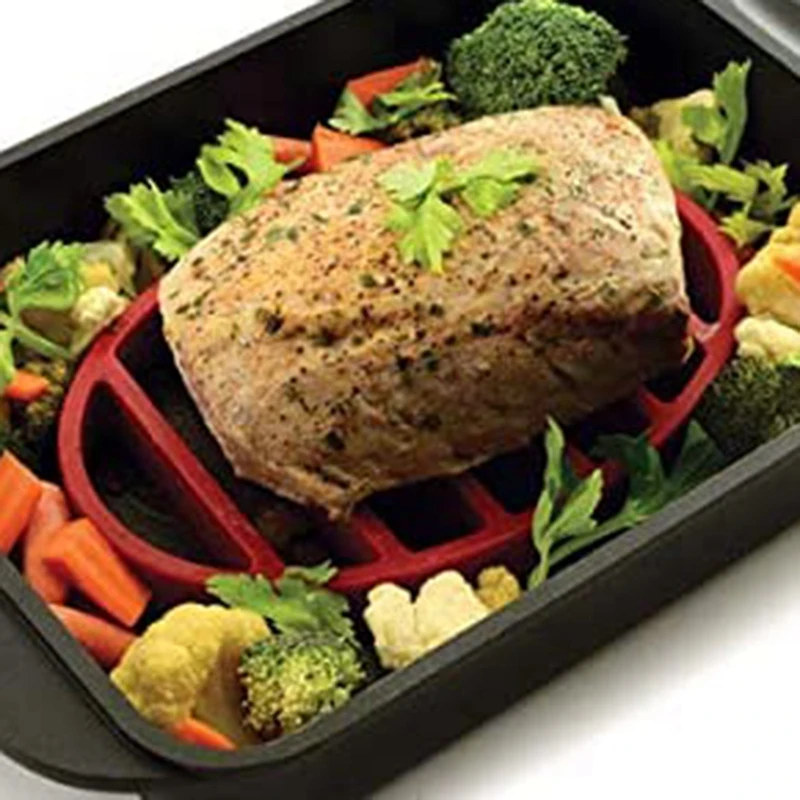 LBER красная овальная силиконовая подставка для готовки гриля подноса коврик