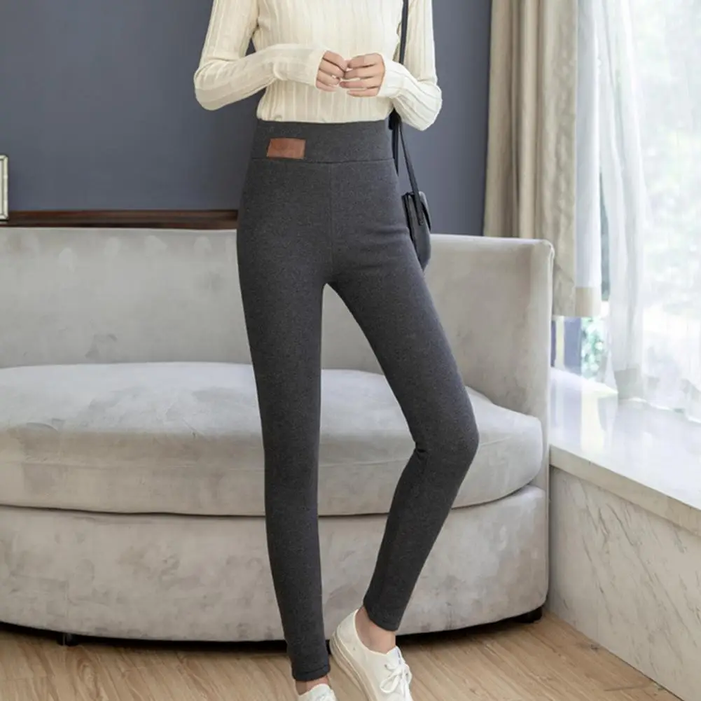 Шерстяные флисовые брюки зимние колготки толстые бархатные черные теплые