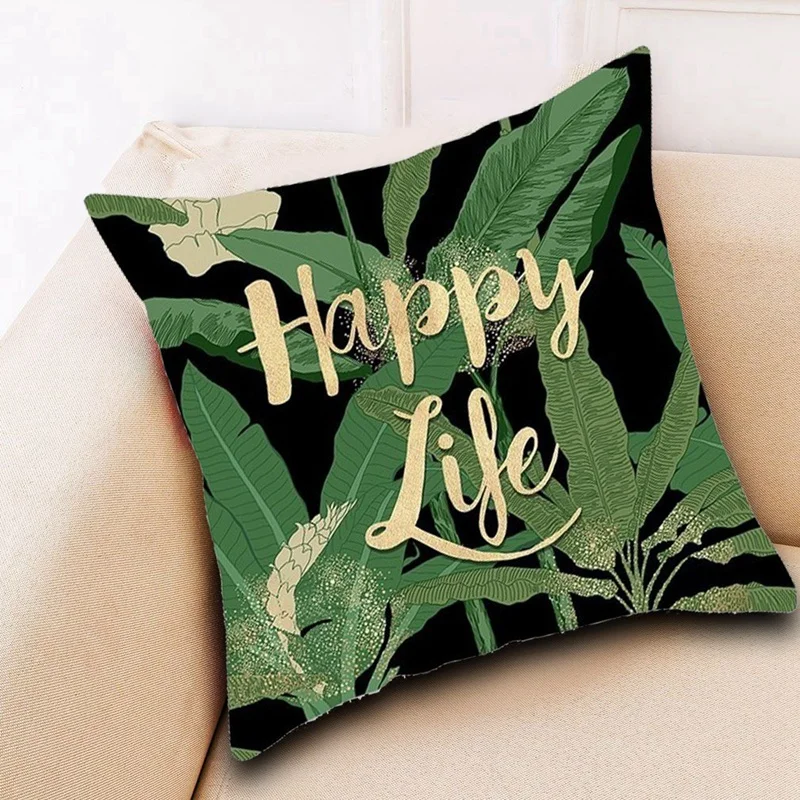 Decorative Pillowcases Green Leaves Throw Pillow Case Home Summer Style Cushion Cover 4PCS | Дом и сад