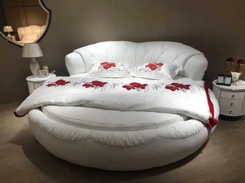 Круглая оправа для кровати кожаная мебель спальни|Кровати| |