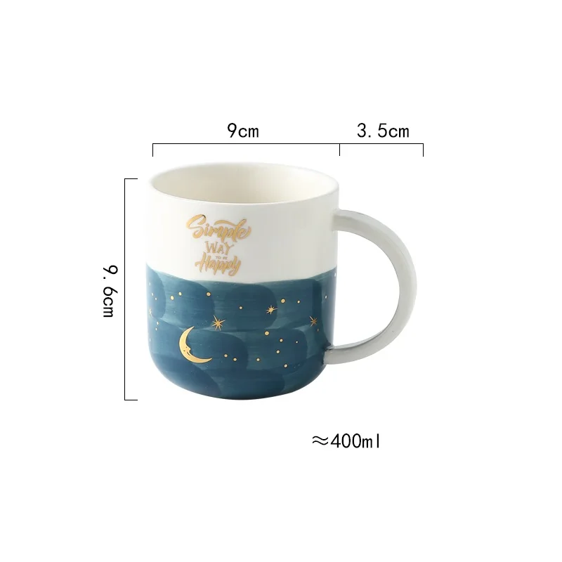Star Ceramic Cup Spoon with Cover Newest Style Ceramic Cups Mug Friends Gifts Student Breakfast Cup Star Solar System Mugs images - 6