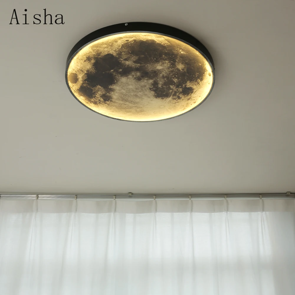 Nordic Moon Ceiling Light Creative Round LED Wall Ceiling Lamp Glare Aisle Bedroom Background Wall Luminous Decorative Lighting