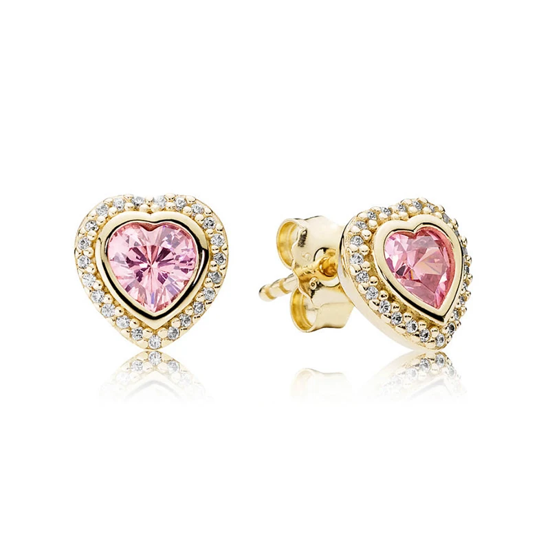 Серьги-гвоздики с кристаллами в форме сердца | Украшения и аксессуары