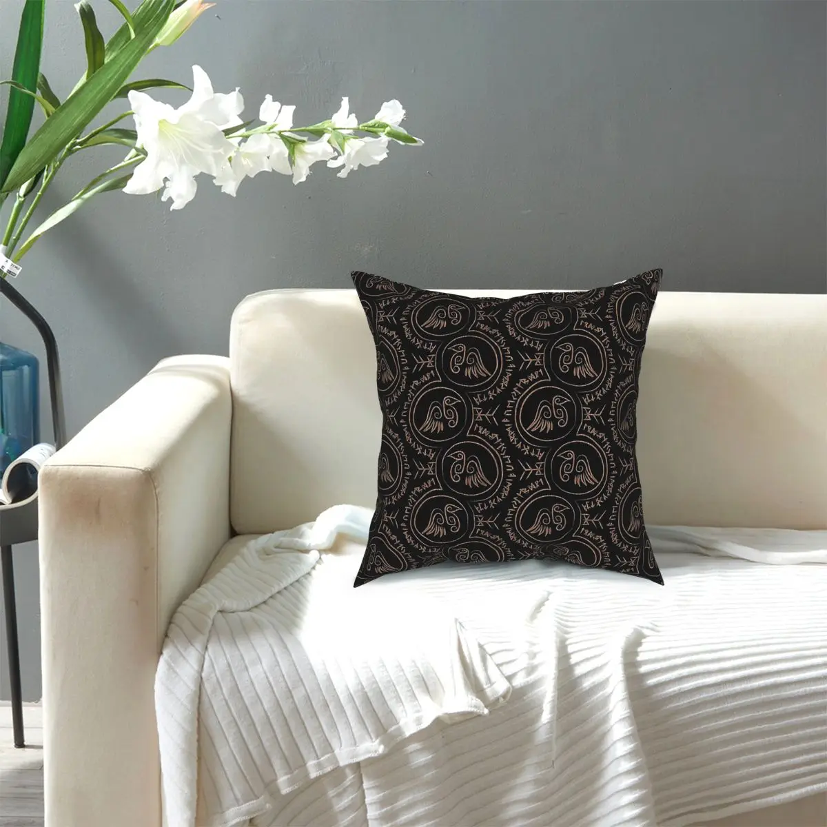 

Nordic Runes Vikings Square Pillow Case Polyester Cushions for Sofa Awesome Pillowcover Home Decor