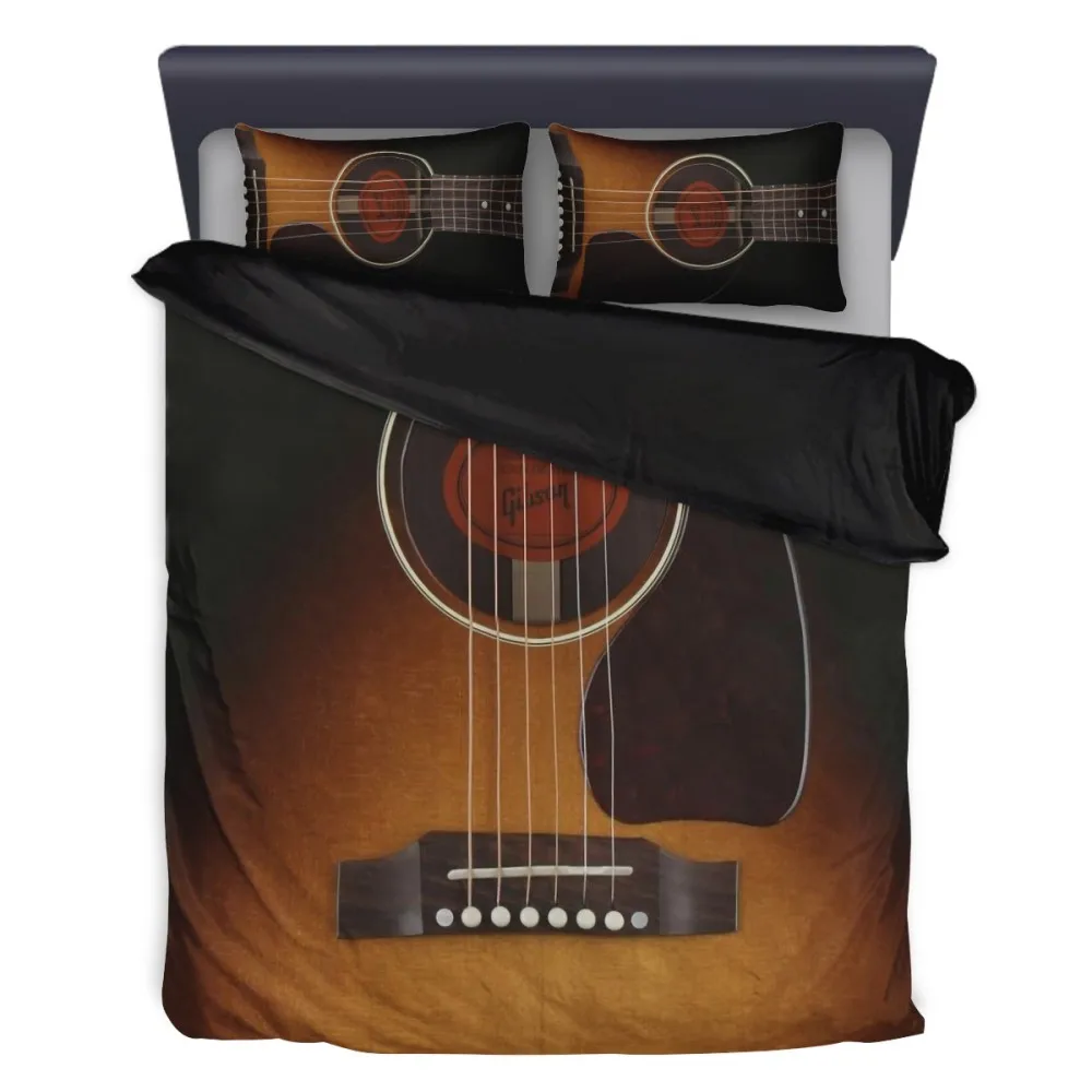 Juego de ropa de cama con estampado 3D de guitarra, edred&oacute;n con estampado Musical para decoraci&oacute;n de dormitorio, tama&ntilde;o Queen, regalos de navidad-2
