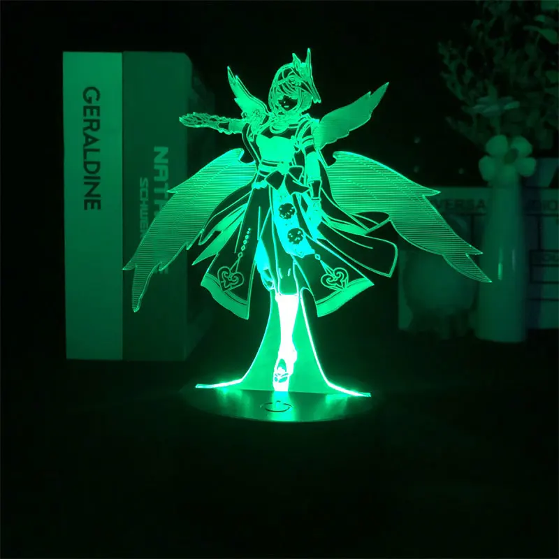 

Genshin Impact Kujo Sara Game 3D Night Light Alarm Clock Base Nightlight Color with Remote Dropship Hot Selling Battery Operated
