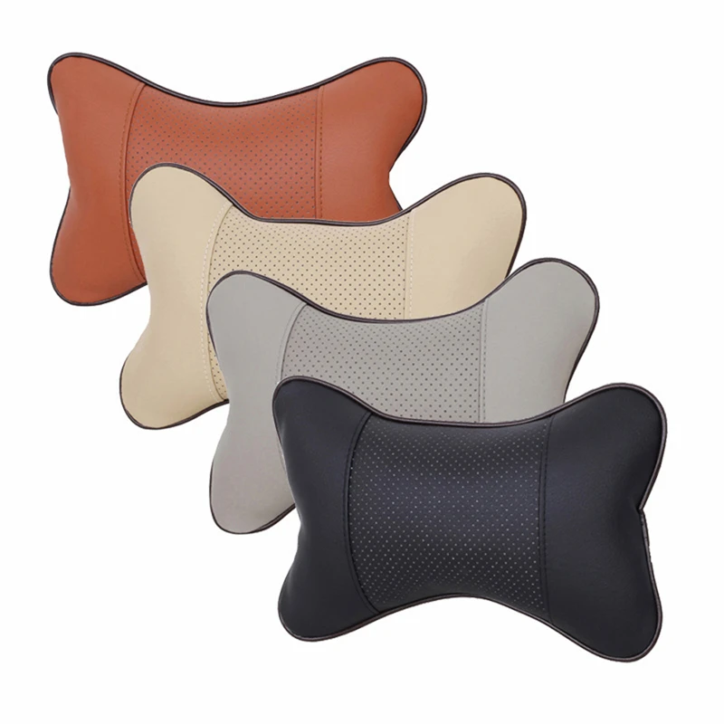 

2Pcs Quality PVC Leather Breathable Mesh Headrest Neck Pillow Car Auto Seat Cover Car Decoration Car Interior Accessories
